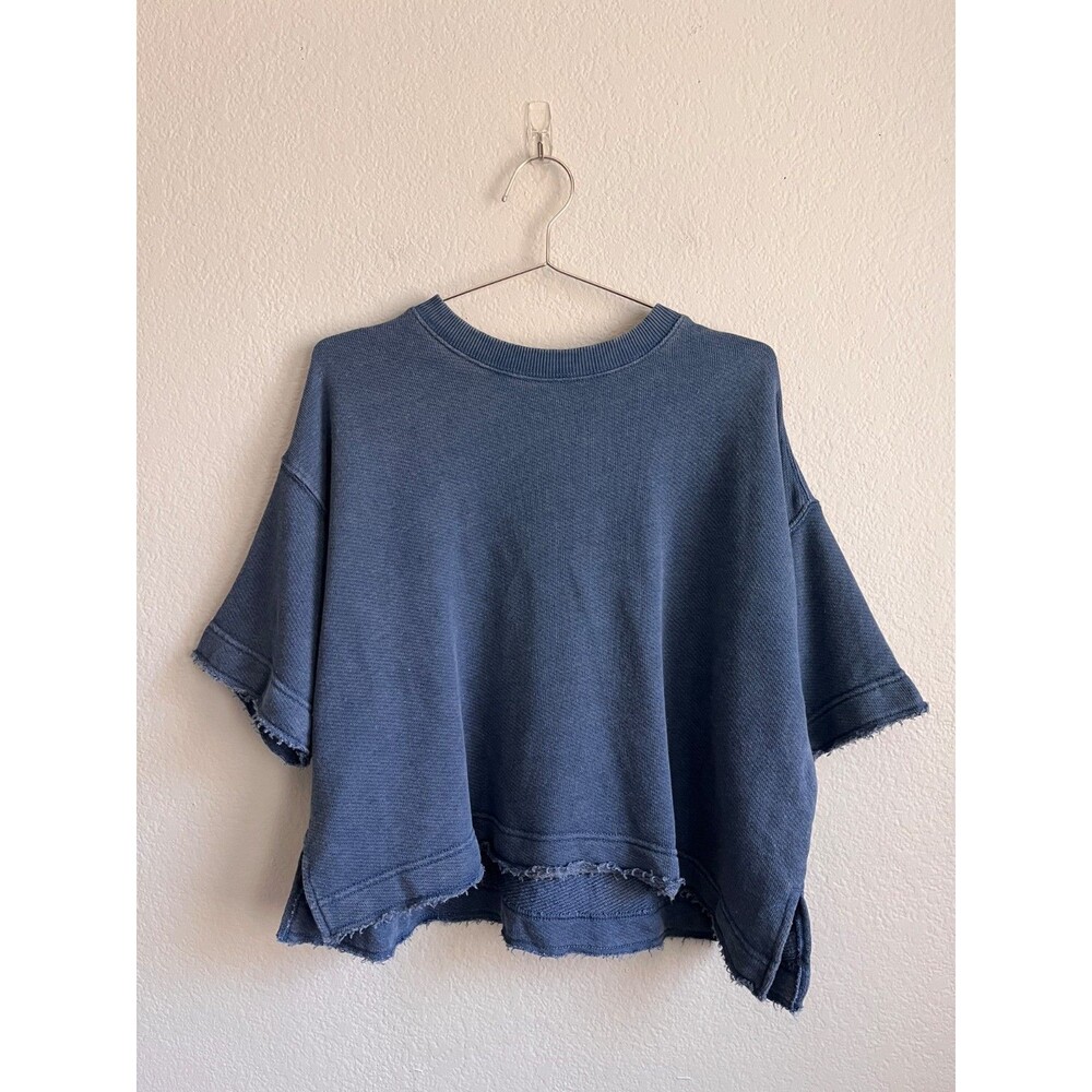 American Eagle Boxy Short Sleeve Sweatshirt in Dark Indigo Size SMALL NEW!